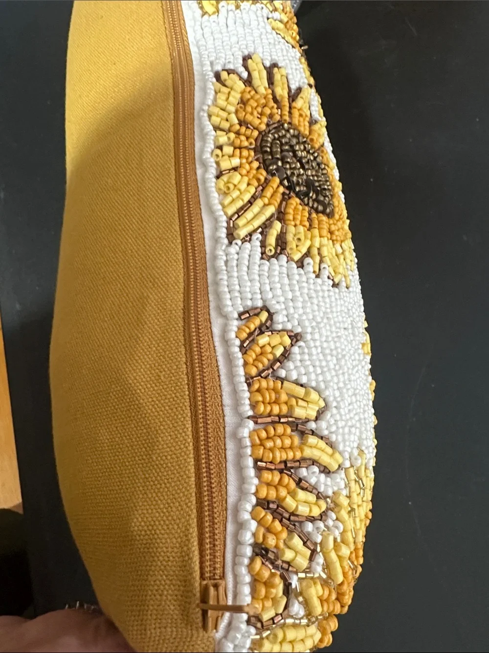 Beaded sunflower 🌻 pillow decor